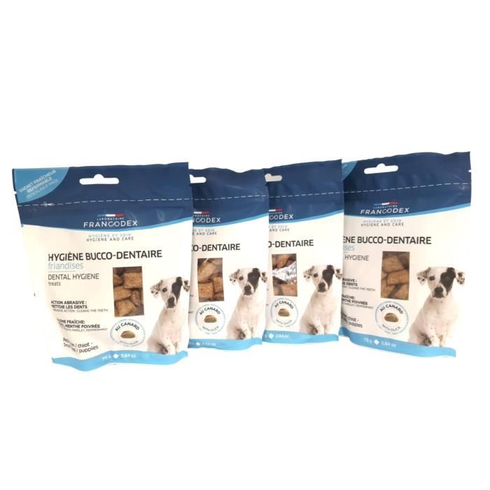 Comparer les prix de Friandises Hygiène Bucco-Dentaire - Pack 4 x 75g pour chiot et petit chien