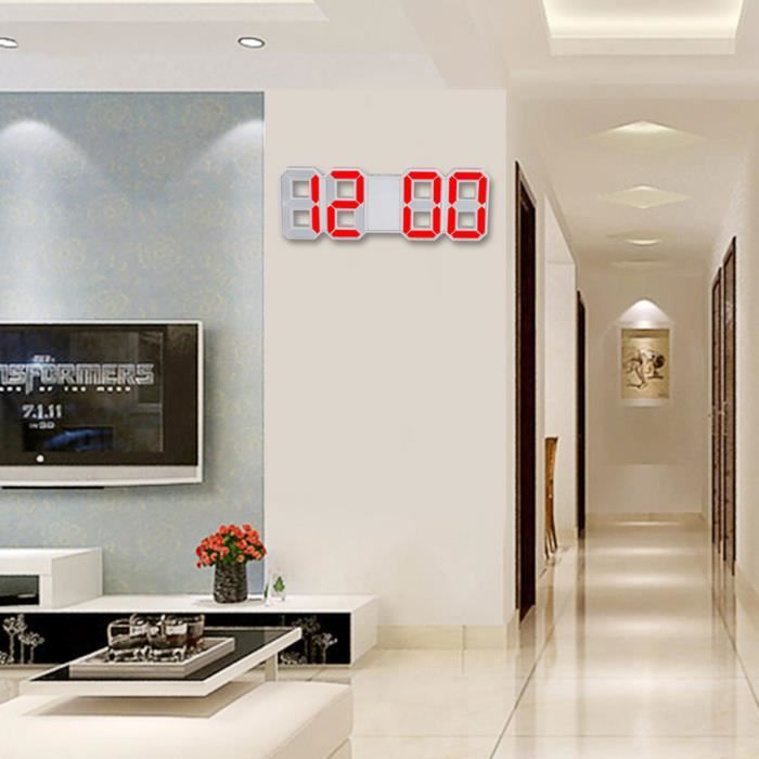 Horloge Numérique LED Grand écran - Fonction Silencieuse, Double Alimentation (secteur/piles) - Idéal Chambre, Cuisine, Camping-car