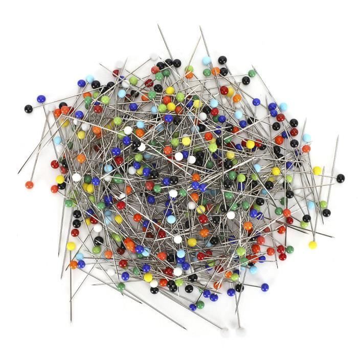 Lot De 250 épingles à Coudre Tête En Verre Multicolore - Longueur 3,8 Cm, Acier, Pour Couture Et Travaux Manuels
