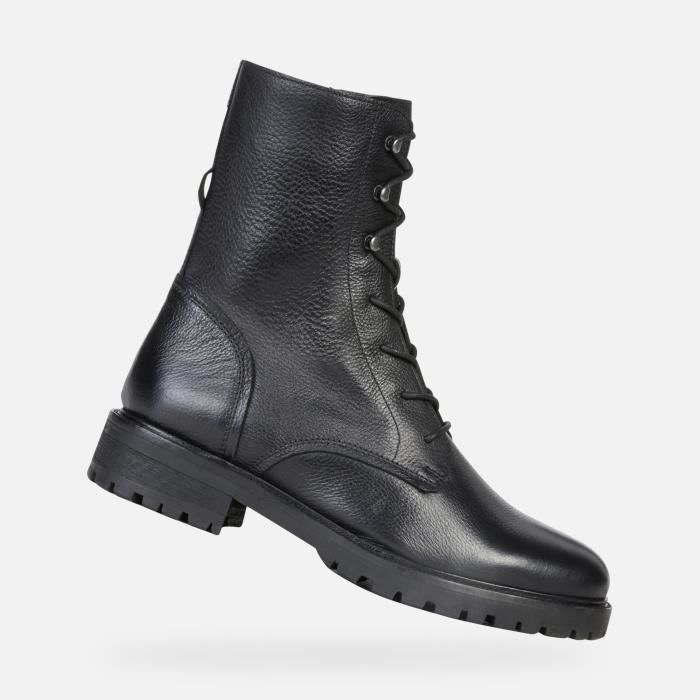 Bottine Femme Geox HoAra Tumb.Lea Cuir Noir Lacets Confortable NOIR Cdiscount Chaussures