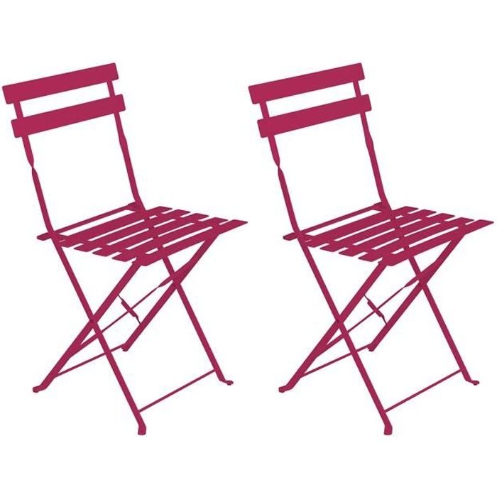 lot de 2 chaises de jardin metal pliante camargue framboise hesperide 42 x 47 x 81 cm cdiscount jardin