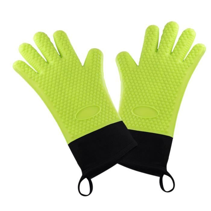 MARSPOWER Gants de Four Gants résistants à la Chaleur Gants de Barbecue Anti-Coupure Gants de Barbecue en Silicone antidérapants Gants de Cuisine de sécurité pour la Cuisine Noir
