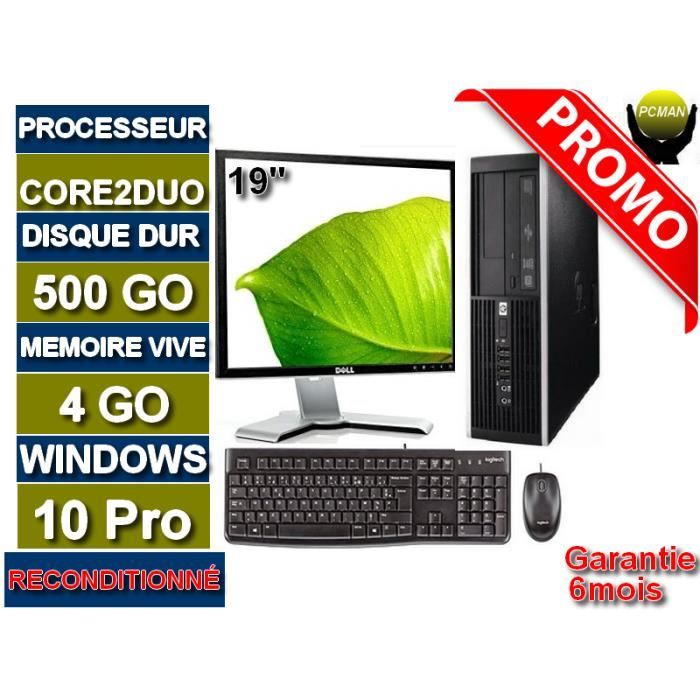 Ordinateur de Bureau complet core2duo 500 Go HDD 4 Go Ram Win10 écran 19 Pouce EN VRAC - Hewlett packard