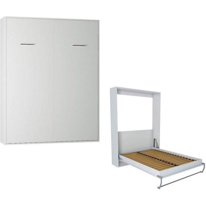 INSIDE75 - Composition armoire lit escamotable smart-v2 gris mat couchage  160 x 200 cm armoire 2 portes + angle 20100887476
