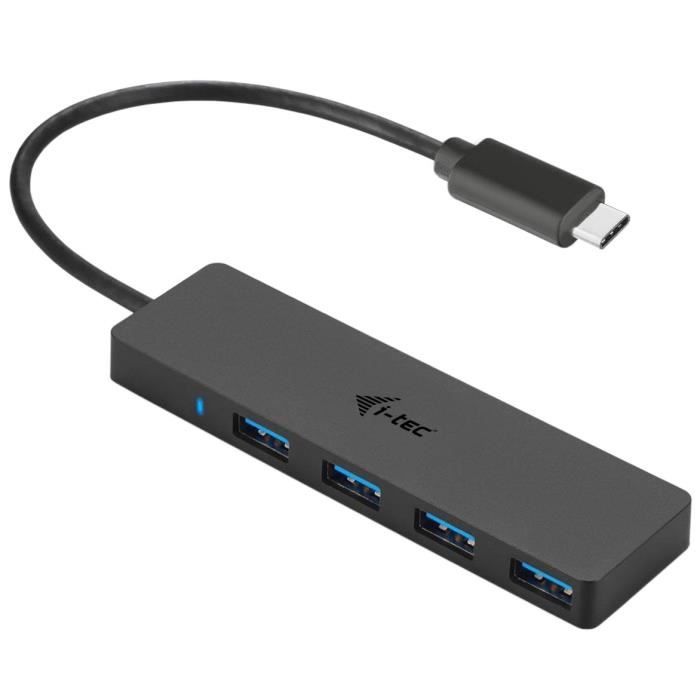 USB-C HUB I-TEC avec 4 Ports USB 3.0 avec Câble Intégré 20cm