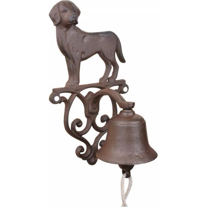 cloche sonnette motif chien carillon clochette de porte murale sur credence en fonte patinee marron 13x14 5x25cm 25 cdiscount maison