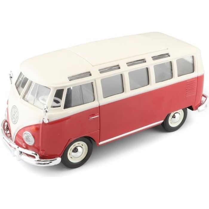 Voiture miniature - MAISTO - Volkswagen T1 Combi Samba M31956 - En métal - Rouge à l'échelle 1/25ème