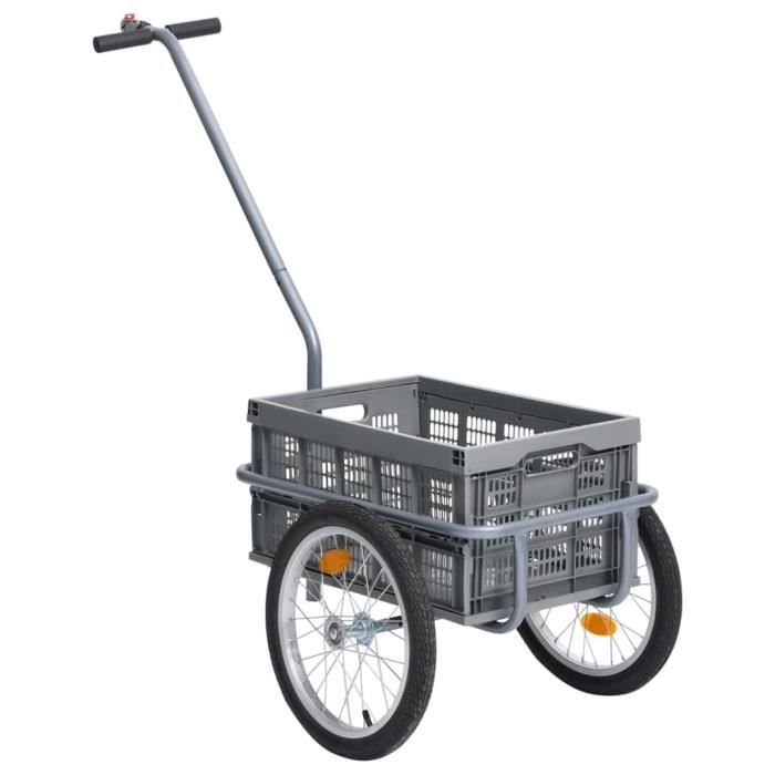 2 en 1 remorque de vélo remorque cargo 20 pouces pneu pneumatique remorque de transport de vélo 40 kg poids de charge 130 x 64 x 64 - Sport