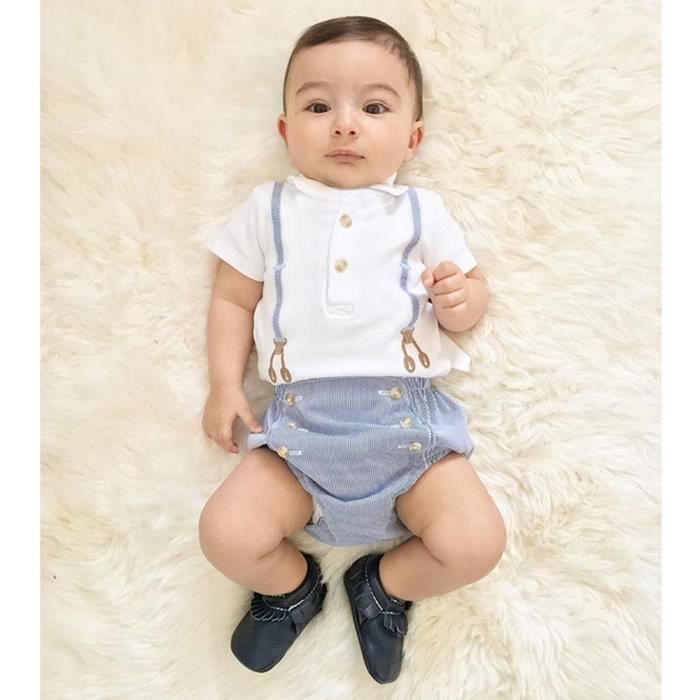 0 24 Mois Bebe Garcon Body Manche Courte Barboteuse Costume Fete Mariage Blanc Cdiscount Pret A Porter