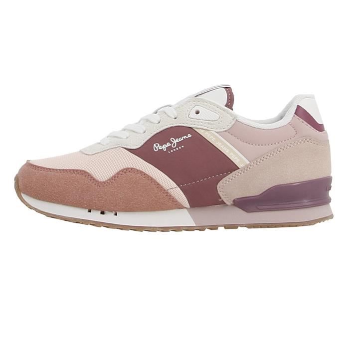 chaussures running femme - pepe jeans - london urban w - rose - lacets - look streetwear
