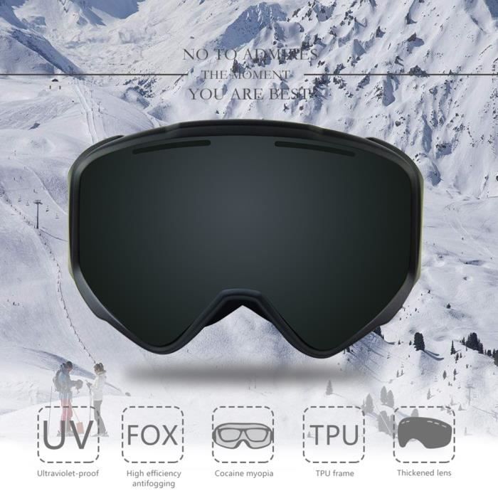 Lunettes de ski masque protection anti-UV coup-vent anti-buee neige froid hiver 