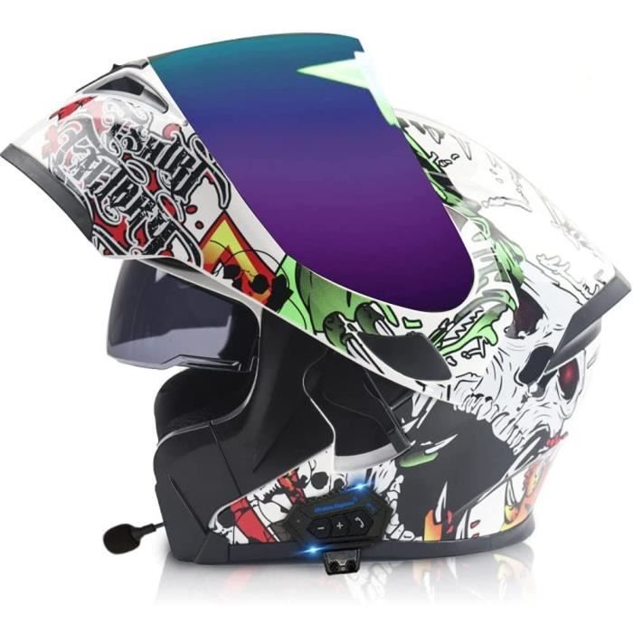 RUMOCOVO® Casque de Moto Modulable Bluetooth Intégré, Casque Moto Homme et  Femme Adultes, Casques Modulables Moto Double Visière - Cdiscount Auto