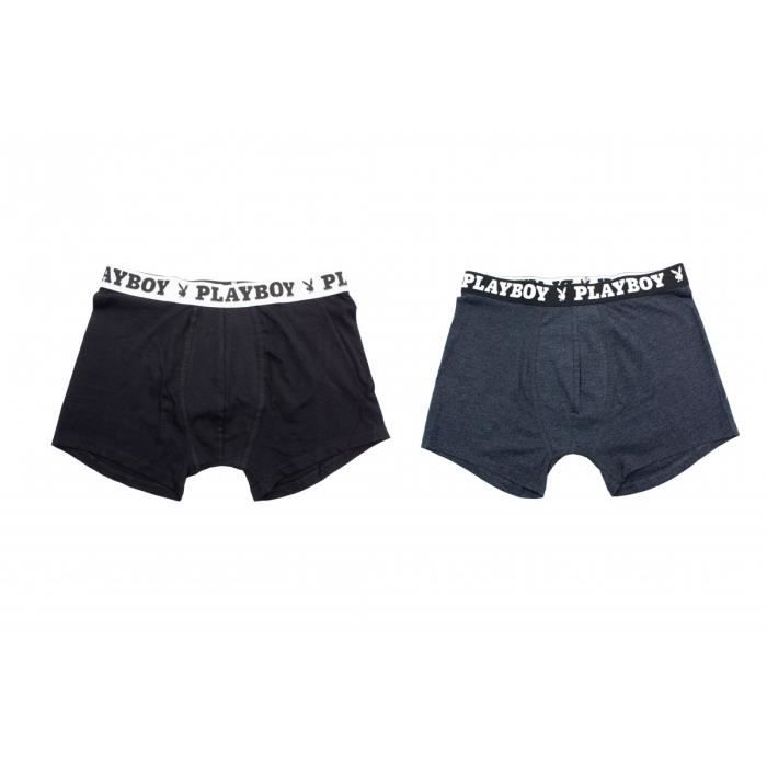 Boxers Playboy Pilgrin Gris et Noir Lot de 2 Homme Gris noir Cdiscount Pret a Porter