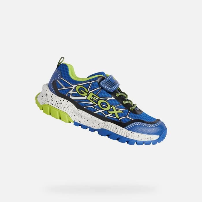 Geox Tennis J TUONO - GEOX - Garçon - Bleu roi/citron vert - Enfant - Lacets