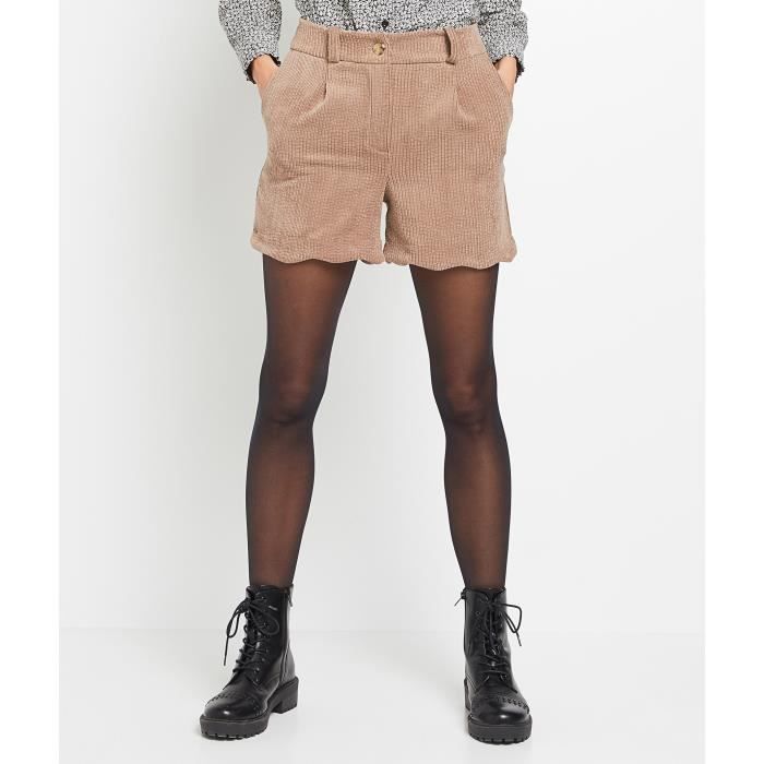 GRAIN DE MALICE Short en velours cotele femme Marron fonce Cdiscount Pret a Porter