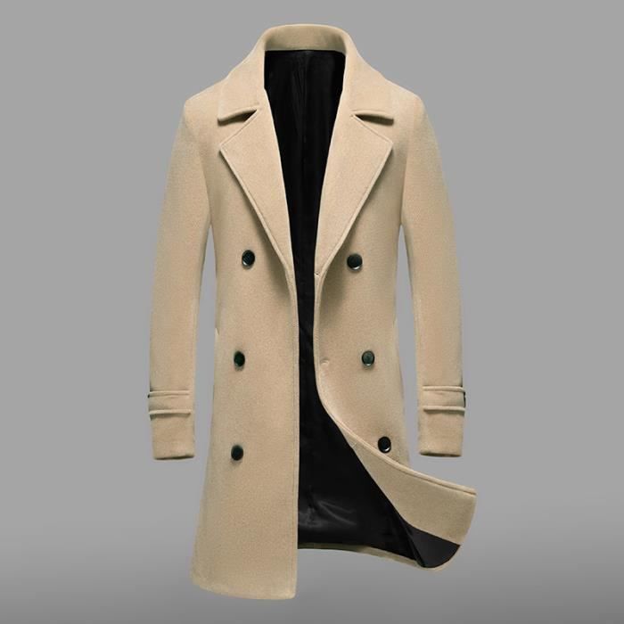 Manteau Homme Mi Long Chaud Hiver Haute qualite Regular Fit Kaki Cdiscount Pret a Porter