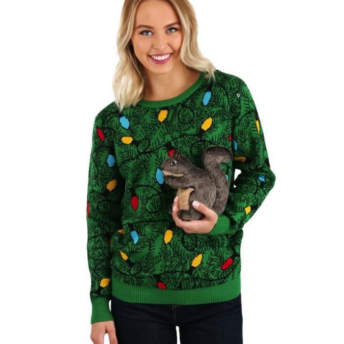 Pull De Noël Femme - Sweatshirt Manches Longues à Motifs Festifs, Col Rond, Coupe Ajustée, Grande Taille Disponible