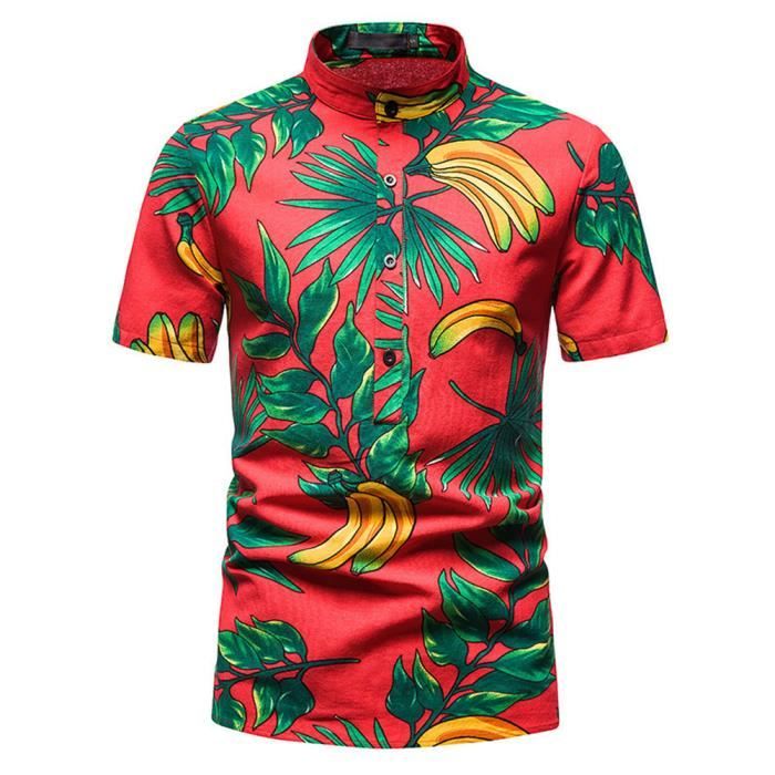 T-shirt Hawaïen Homme Hawatoha Resort Wear Taille M - Motif Miami, Boutonné, Coton, Occasion Excellent état