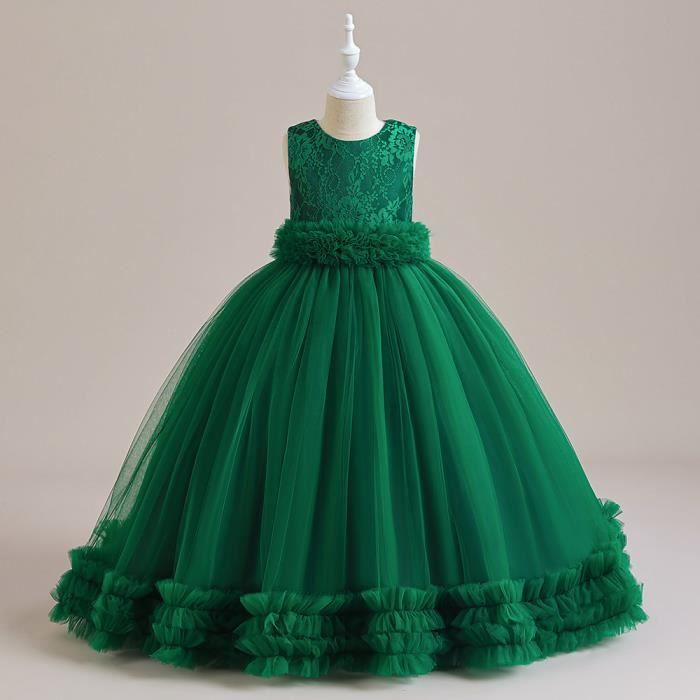 SoLu DAY8 Robe de Soirée Fille à Volants 4-14 Ans ete sans Manches Robe Ado Fille Princesse Chic et Elegant Legere Fluide a la Mode Casual Confortable Cérémonie Vacances Dress (4-5 Ans