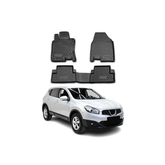 Tapis De Sol Caoutchouc 3D Nissan Qashqai J10 2007-2014 | Protection Intégrale | Noir | Toutes Saisons