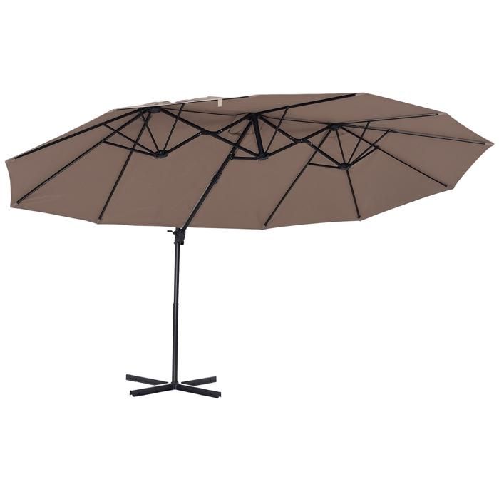 Outsunny Parasol déporté grande taille XXL inclinable avec pied en