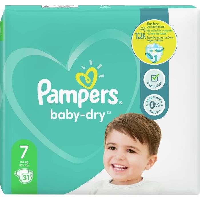 PAMPERS Baby-Dry Taille 7, 31 Couches