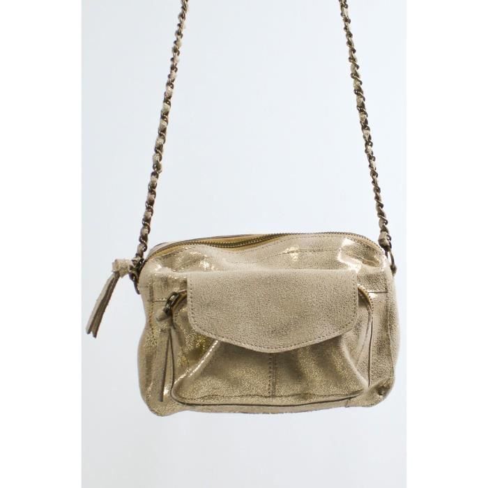 Sac bandoulière - PIECES - Naina - Cuir - Gold - 21 x 15 x 5 cm