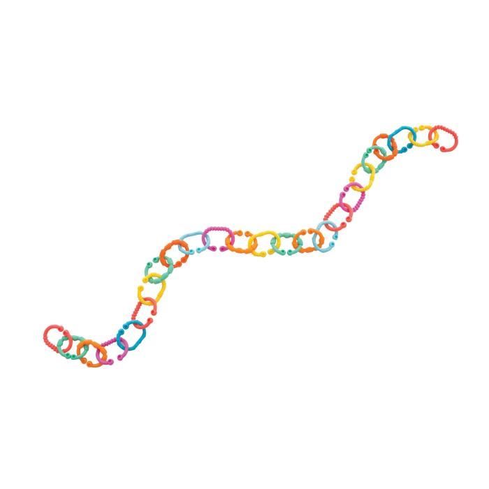 Chaine pour poussette - PLAYGRO - Anneaux en liens Loops - Maillons de dentition et colorés - Mixte