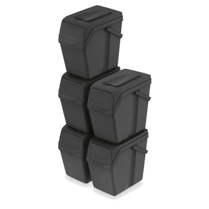 Sorti Box Ensemble de poubelles de tri Keden SORTI BOX 5x25l - noir recyclage ...