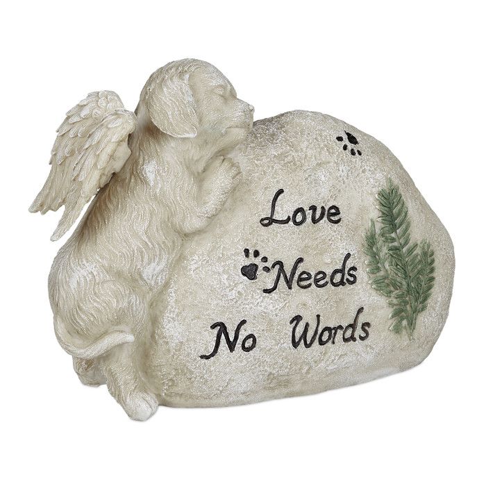Meilleurs prix pour Relaxdays Décoration pour la tombe d’un chien résistante aux intempéries inscription « Love needs no words » crème
