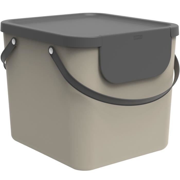 Rotho Albula Système de séparation des déchets 40l pour la cuisine Plastique (PP) sans BPA cappuccino/anthracite 40l (398 x 358