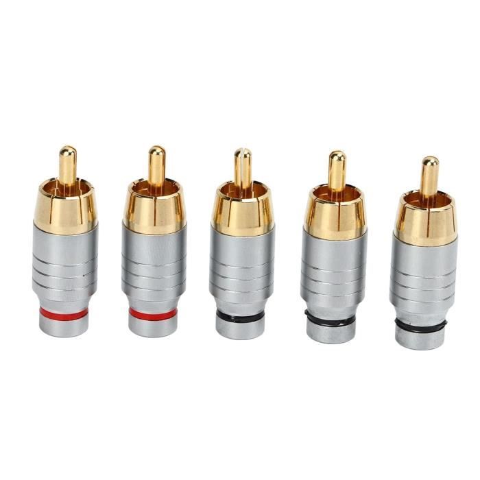 KUOQIY 8 Pièces Adaptateurs RCA à Angle Droit, Adaptateur RCA Mâle Vers Femelle à Angle Droit, Pour Connexion Audio Stéréo, 2 Rouges + 2 Noirs + 2 Blancs + 2 Jaunes