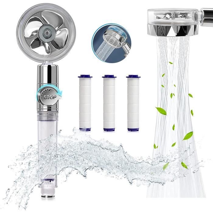 Pommeau De Douche Filtrant Hibbent - 20 Niveaux De Filtration, 3 Modes De Jet, Bouton Stop - Tuyau 1.5m Inclus