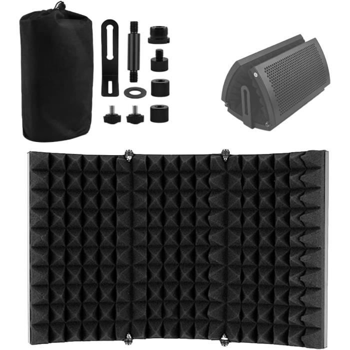 Bouclier D'Isolation Microphone - Anti-Réverbération, Pliable, Pour Studio Et Enregistrement à Domicile