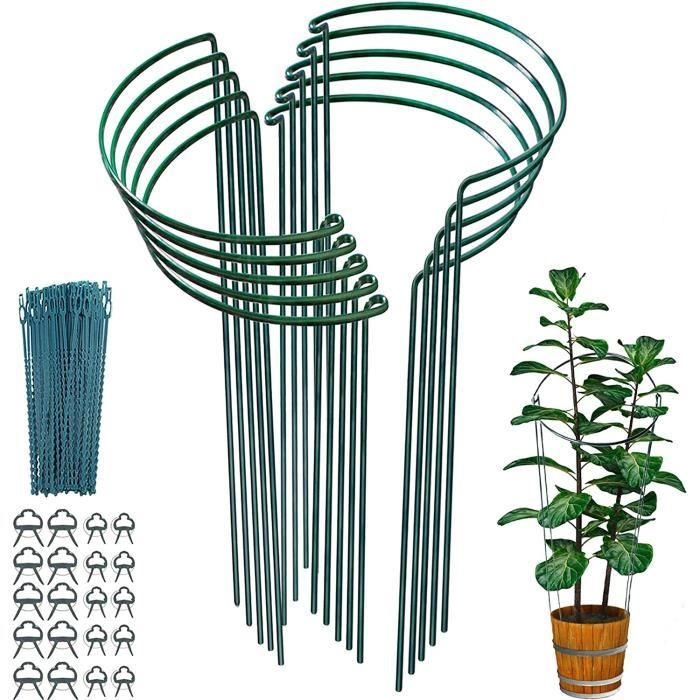 Tuteurs Plantes YeahBoom 10 Pièces 80cm - Support Demi-Rond Vert Pour Hortensias, Pivoines, Légumes