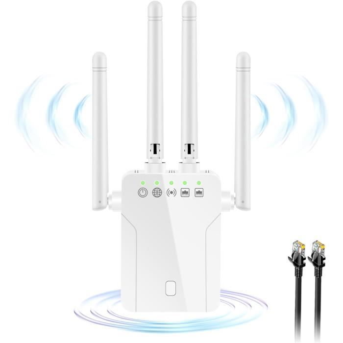 Répéteur WiFi QLOCOM 1200Mbps Double Bande - Amplificateur De Signal Jusqu'à 2800 M² - Compatible Toutes Box