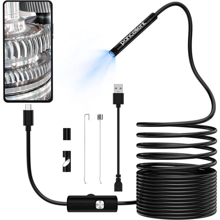 Endoscope Android 3 En 1 Étanche IP67 10m - Caméra Inspection USB LED Pour Smartphone Tablette