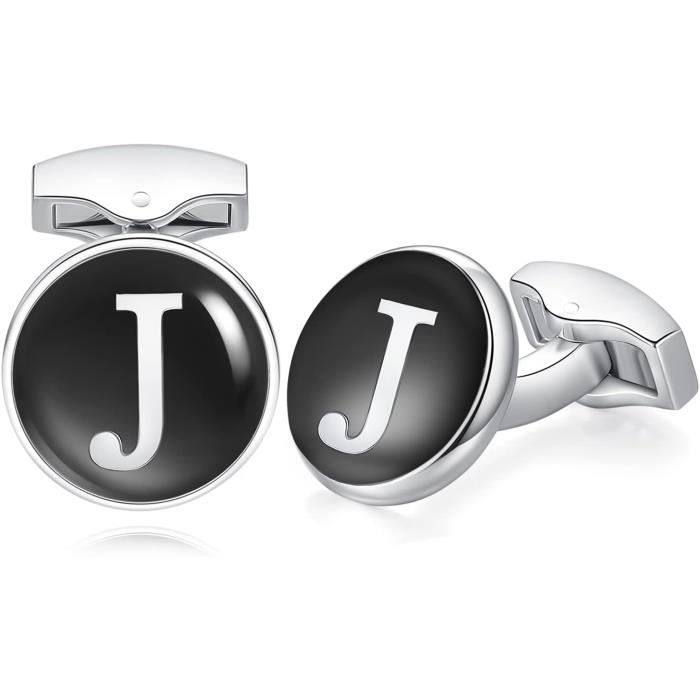 Boutons De Manchette Lettre Initiale Honey Bear – Acier Inoxydable Argent – Cadeau Élégant Mariage & Affaires