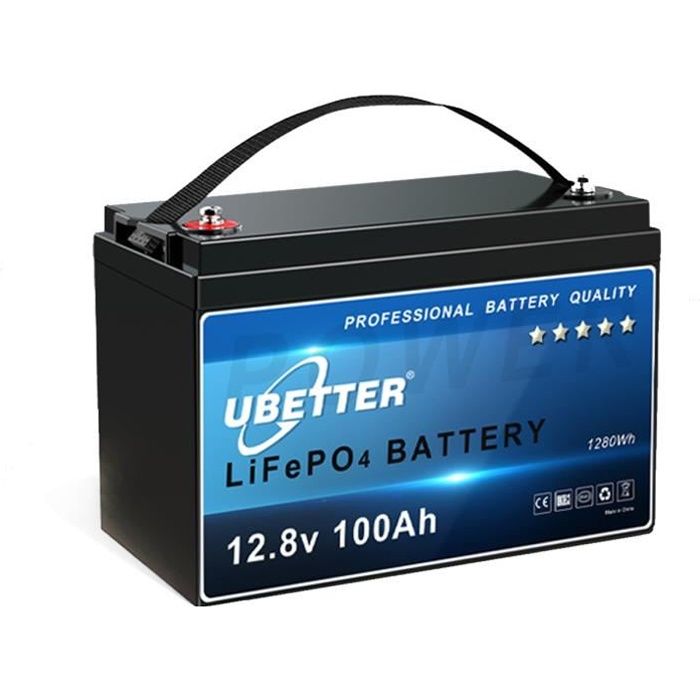 UBETTER 12 V 100 Ah Batterie au lithium fer phosphate , batterie 100 A BMS LiFePO4 -Remplacement parfait pour AGM-Gel
