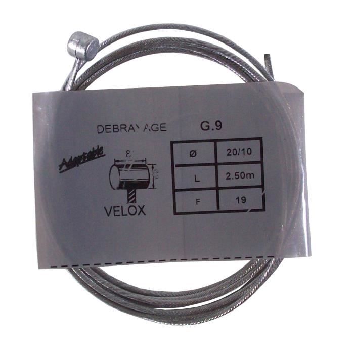 Câble d'embrayage VELOX mobilette cyclomoteur vintage VESPA acier 2.5 m 2 mm embout