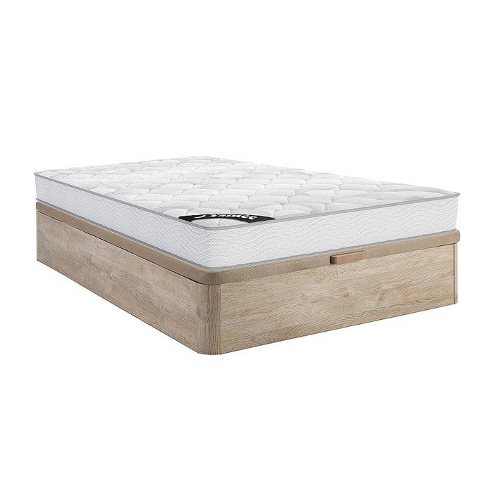 Ensemble 140 x 190 cm sommier coffre naturel clair + matelas ressorts ensachés ép.20cm - SONGE de YSMÉE