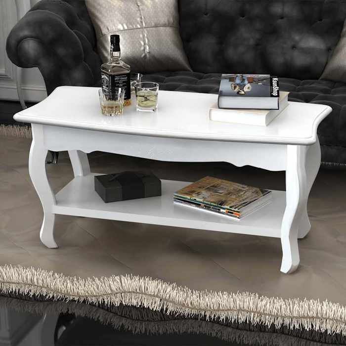 vidaXL Table basse 2 couches MDF Blanc 60629