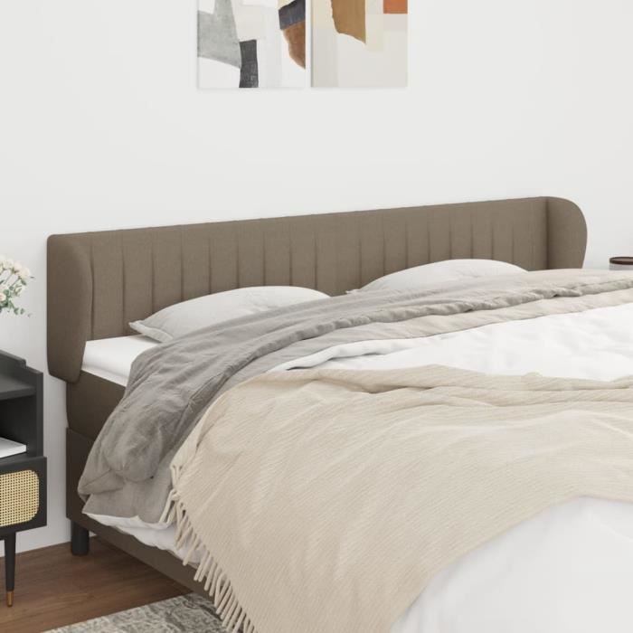 vidaXL Tête de lit avec oreilles Taupe 163x23x78-88 cm Tissu3117392