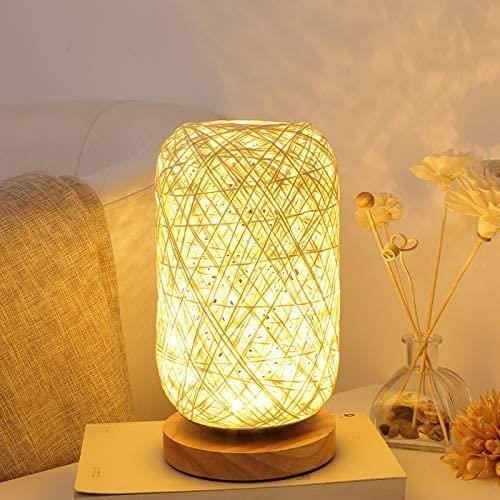 Lampe De Chevet Moderne En Bambou Et Rotin - Lampe De Table Moderne Et Créative Avec Base En Bois - Décoration Personnalisée