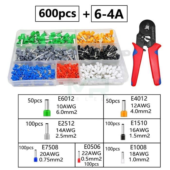 1000 PCS Connecteurs à Sertir à Extrémité Fermée Bornes D'extrémité De