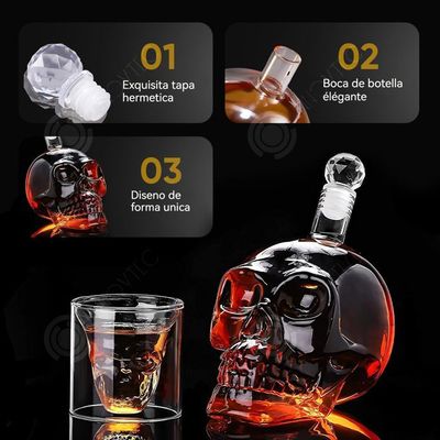 Carafe À Whisky 395ml Tête de Mort Avec Verres planisphère du monde