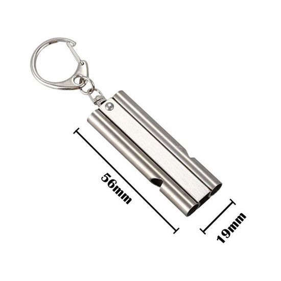 Sifflet De Survie Double Tube 120 DB – Alliage Alu, Imperméable, Avec Porte-clés Et Cordon Pour Randonnée Et Urgence