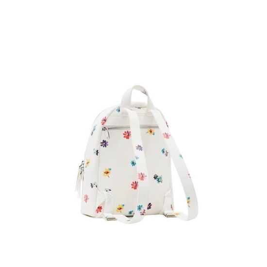 Desigual Mini Sac à Dos Femme En Simili Cuir PU - Blanc, Multi-poches, Design Dégradé - Accessoire Tendance