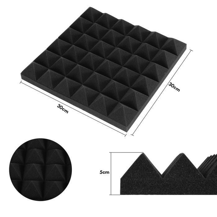 Mousse Pyramide Acoustique 100x100x3 Cm - Isolation Phonique Efficace Pour Studio Et Intérieur