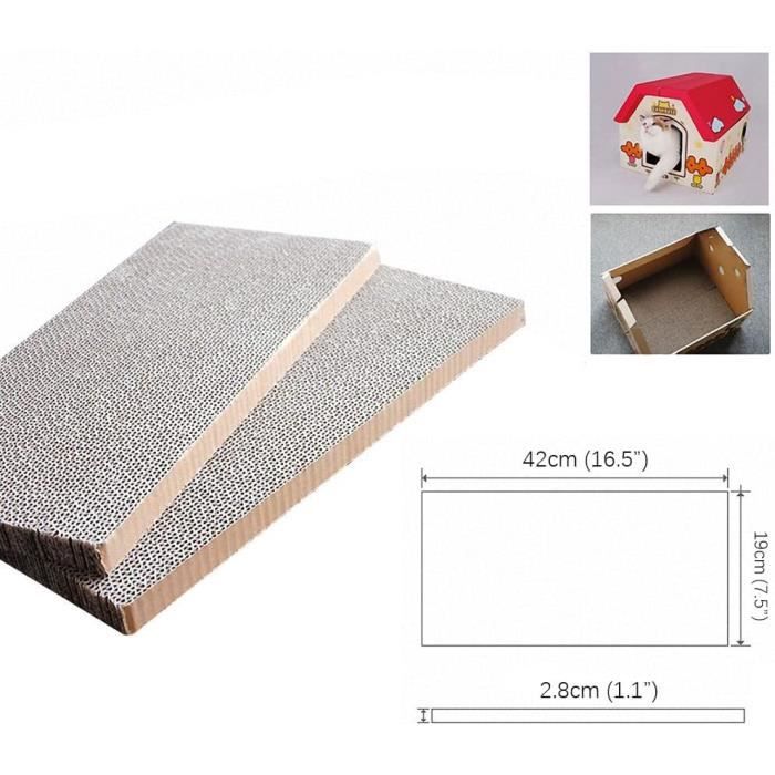 Grattoir Pour Chat En Carton Avec 2 Balles à Grelot - Jouet Interactif, Protège Meubles, 33x33 Cm